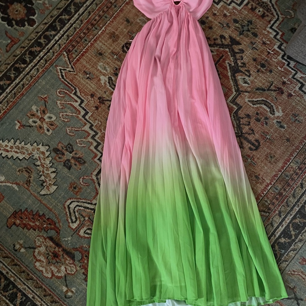 EB Luxe Pink and Green Ombre Maxi Dress